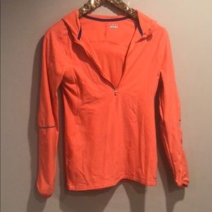 orange half zip pullover
